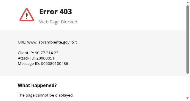 Screenshot of isprambiente.gov.it