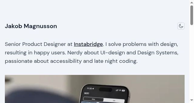 Screenshot of jakobmagnusson.se