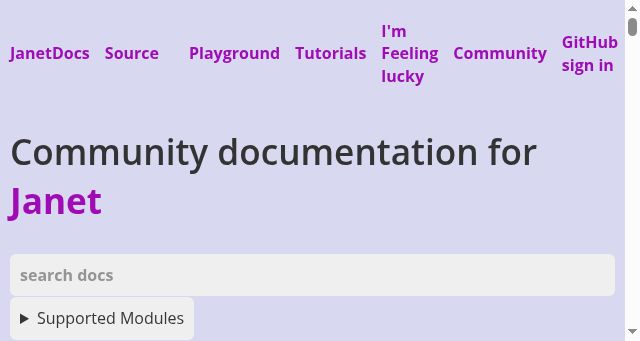 Screenshot of janetdocs.org