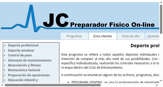 Screenshot of jcpreparadorfisico.com
