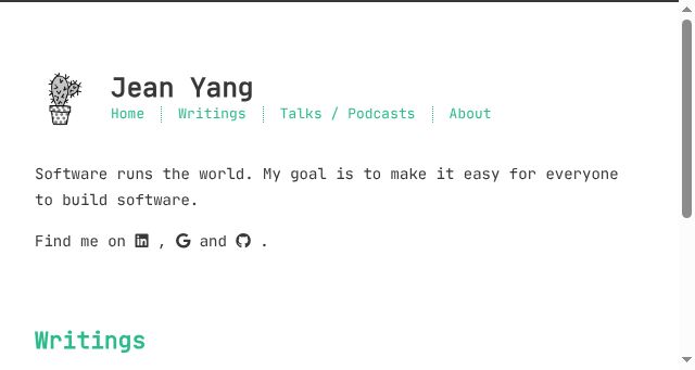 Screenshot of jeanyang.com