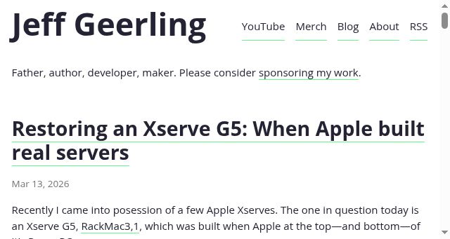 Screenshot of jeffgeerling.com
