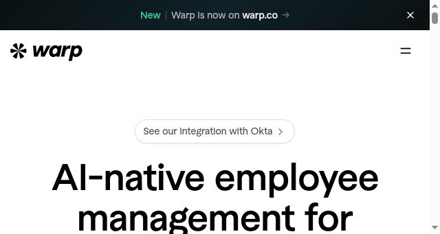 Screenshot of joinwarp.com