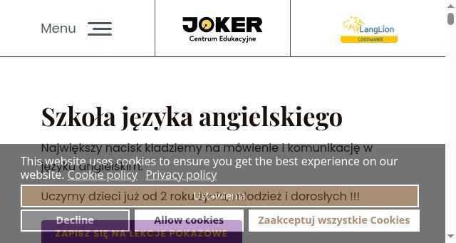 Screenshot of jokerangielski.pl