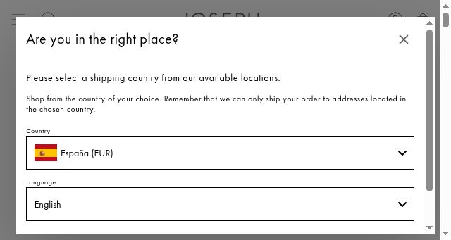 Screenshot of joseph-fashion.com