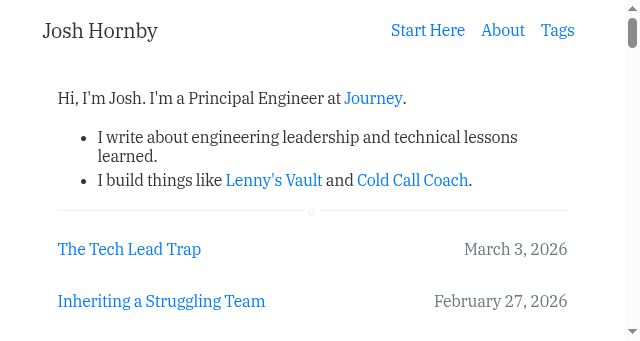 Screenshot of joshhornby.com