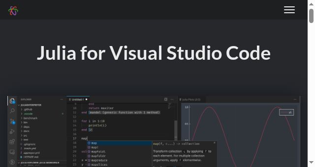 Screenshot of julia-vscode.org