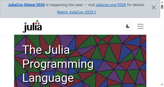 Screenshot of julialang.org