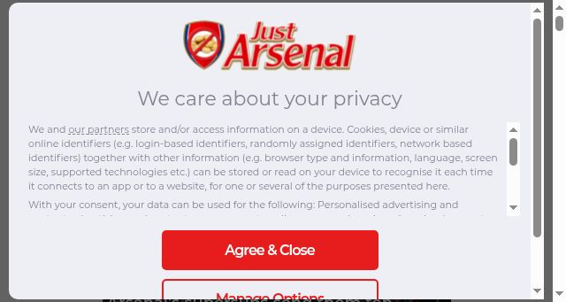 Screenshot of justarsenal.com