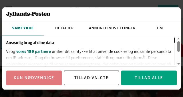 Screenshot of jyllands-posten.dk