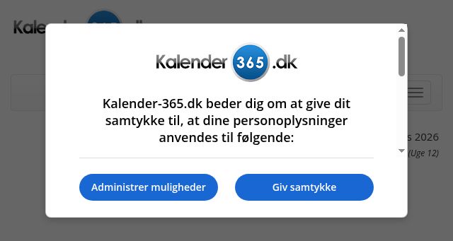 Screenshot of kalender-365.dk