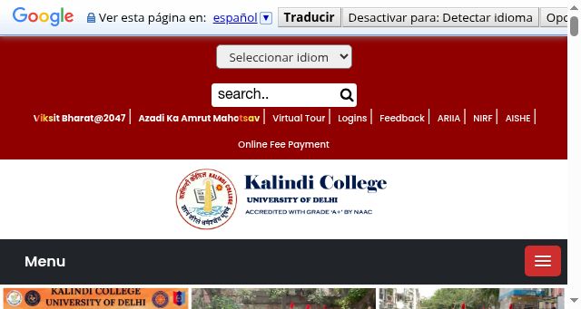 Screenshot of kalindicollege.in