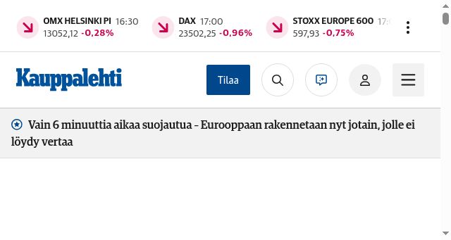Screenshot of kauppalehti.fi