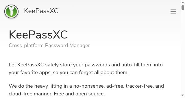 Screenshot of keepassxc.org