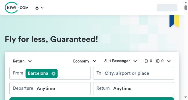 Screenshot of kiwi.com