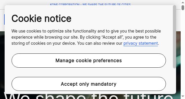 Screenshot of kone.com