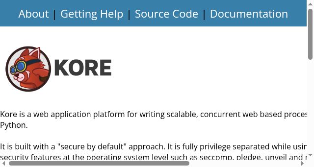 Screenshot of kore.io
