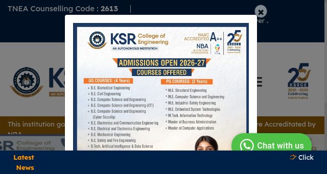 Screenshot of ksrce.ac.in