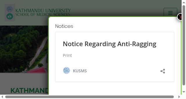 Screenshot of kusms.edu.np