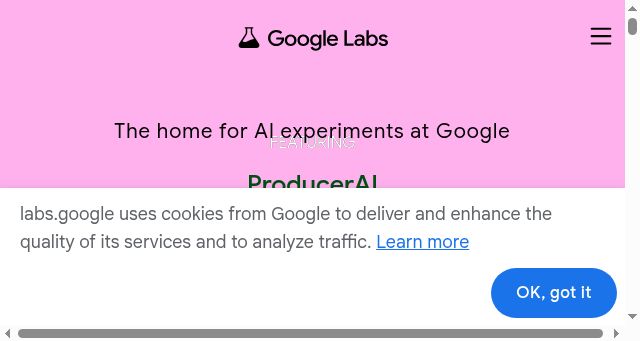 Screenshot of labs.google