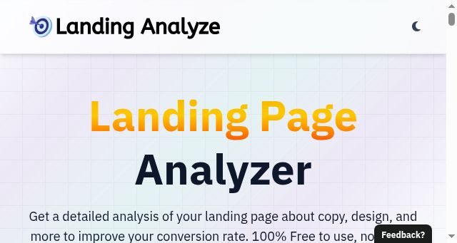 Screenshot of landinganalyze.com