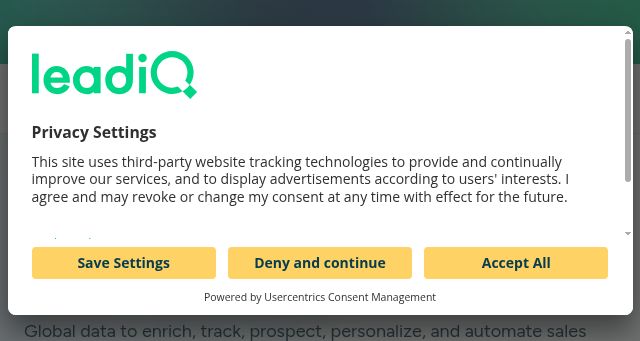Screenshot of leadiq.com