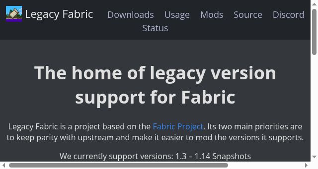 Screenshot of legacyfabric.net