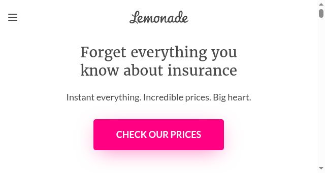 Screenshot of lemonade.com