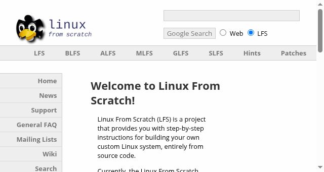 Screenshot of linuxfromscratch.org