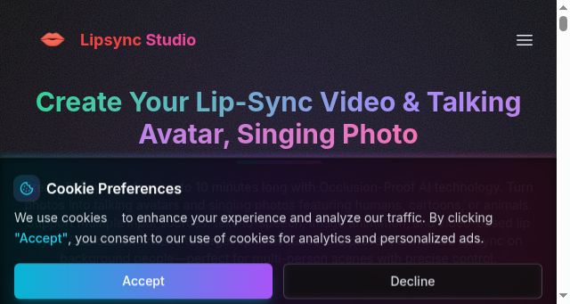Screenshot of lipsync.studio