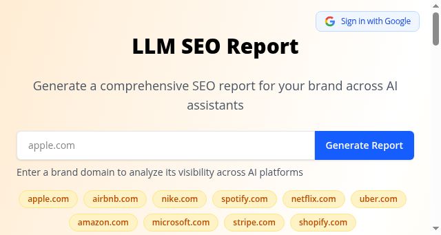 Screenshot of llmseoreport.com