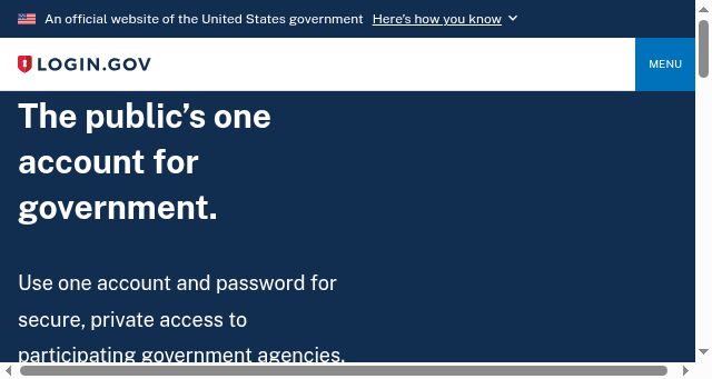 Screenshot of login.gov