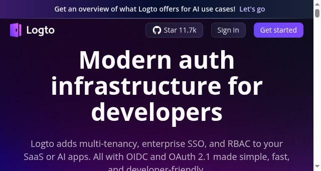 Screenshot of logto.io