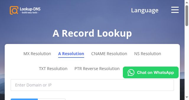 Screenshot of lookup-dns.com