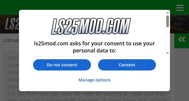 Screenshot of ls25mod.com