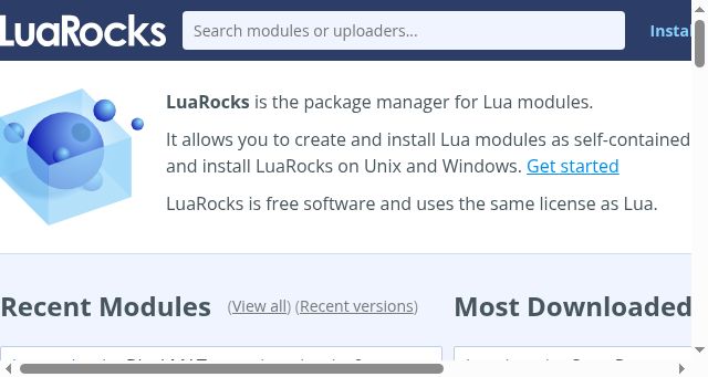 Screenshot of luarocks.org