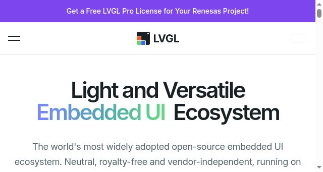 Screenshot of lvgl.io