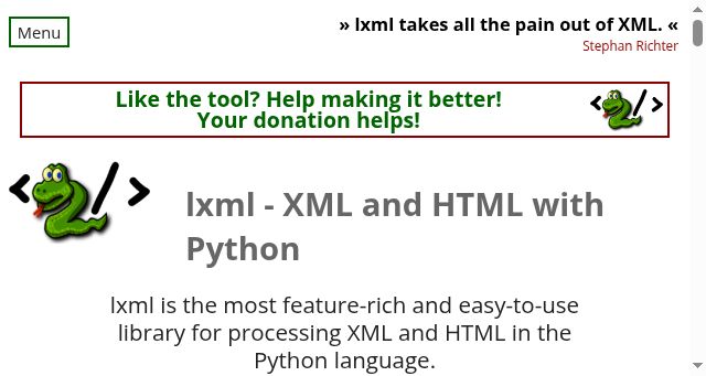 Screenshot of lxml.de