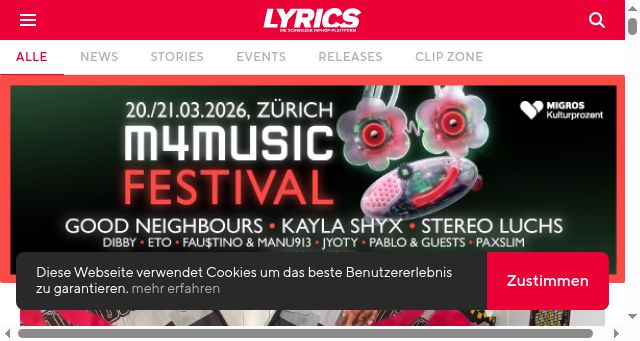 Screenshot of lyricsmagazin.ch