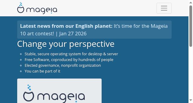 Screenshot of mageia.org