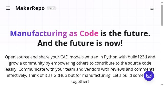 Screenshot of makerrepo.com