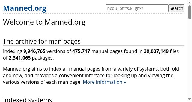 Screenshot of manned.org