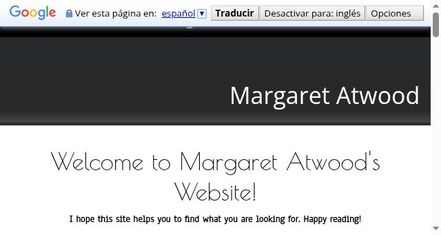 Screenshot of margaretatwood.ca