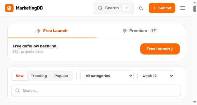 Screenshot of marketingdb.live