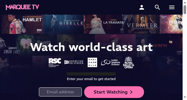 Screenshot of marquee.tv