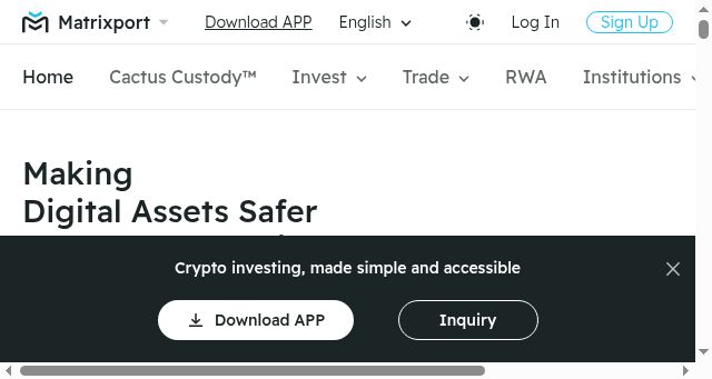 Screenshot of matrixport.com