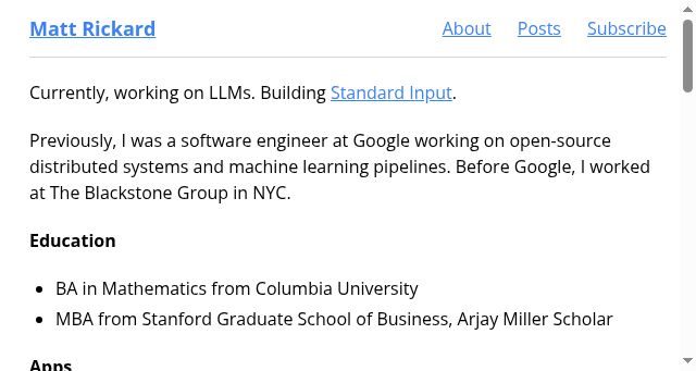 Screenshot of mattrickard.com