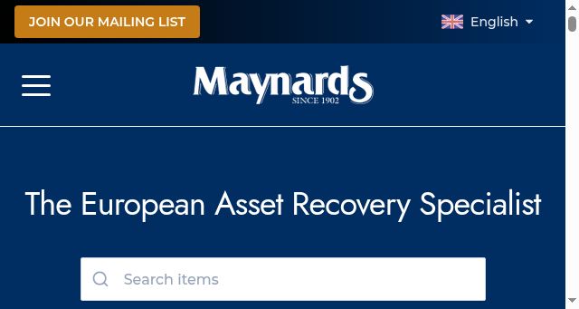 Screenshot of maynardseurope.com