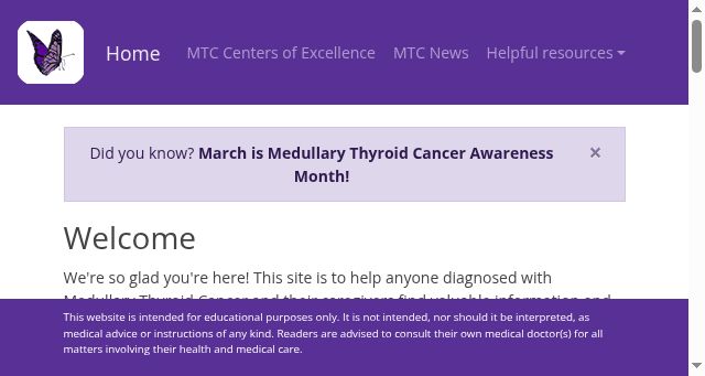 Screenshot of medullarythyroidcancer.org