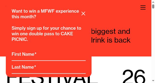 Screenshot of melbournefoodandwine.com.au